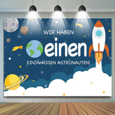 Rakete Raum Erste Geburtstag Party Hintergrund